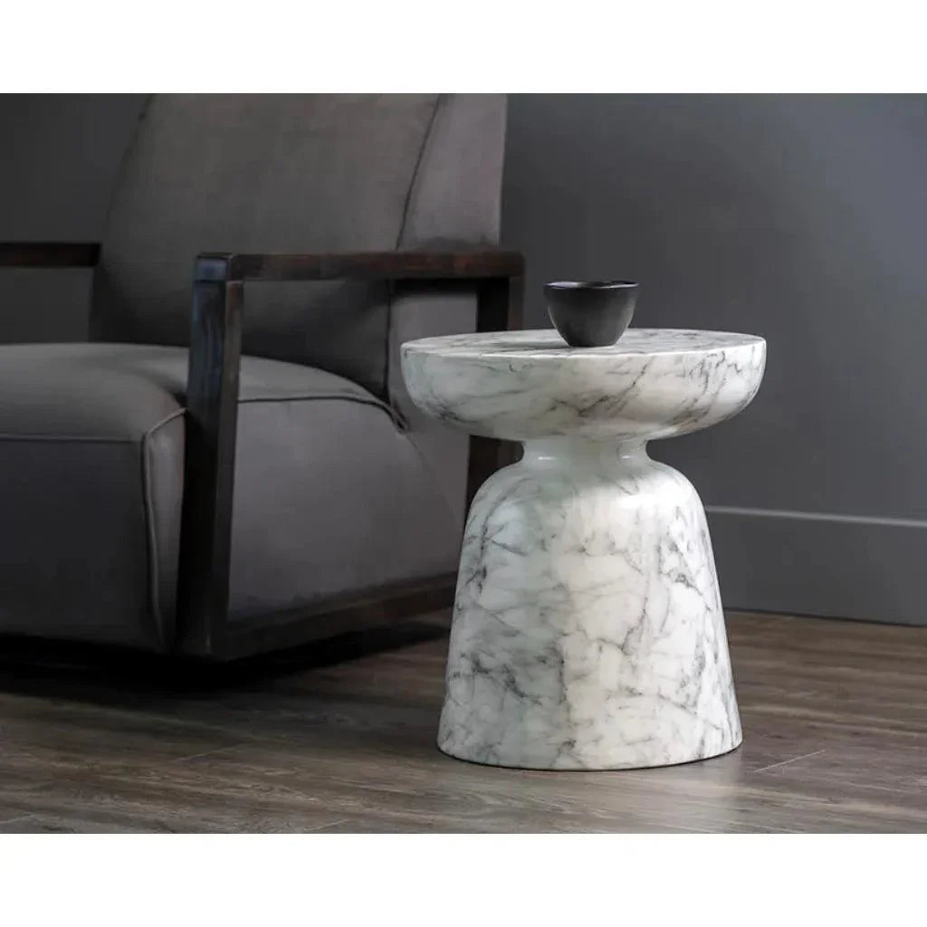 SUNPAN Lucida Concrete Outdoor Round End Table