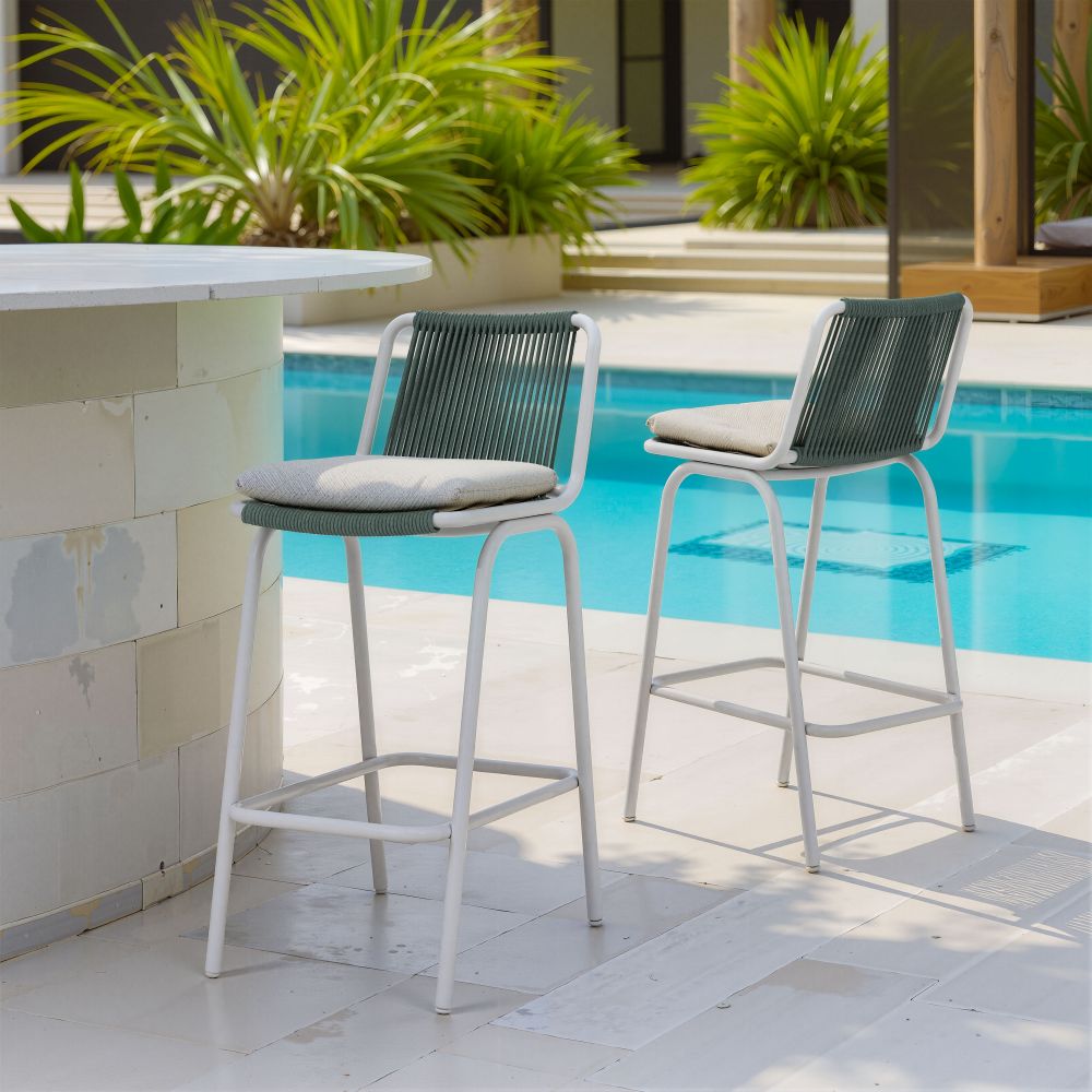 Zuo Modern Luft Olefin Fabric Outdoor Barstool 2PC