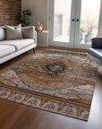 Maeain Orange Washable Indoor-Outdoor Rug