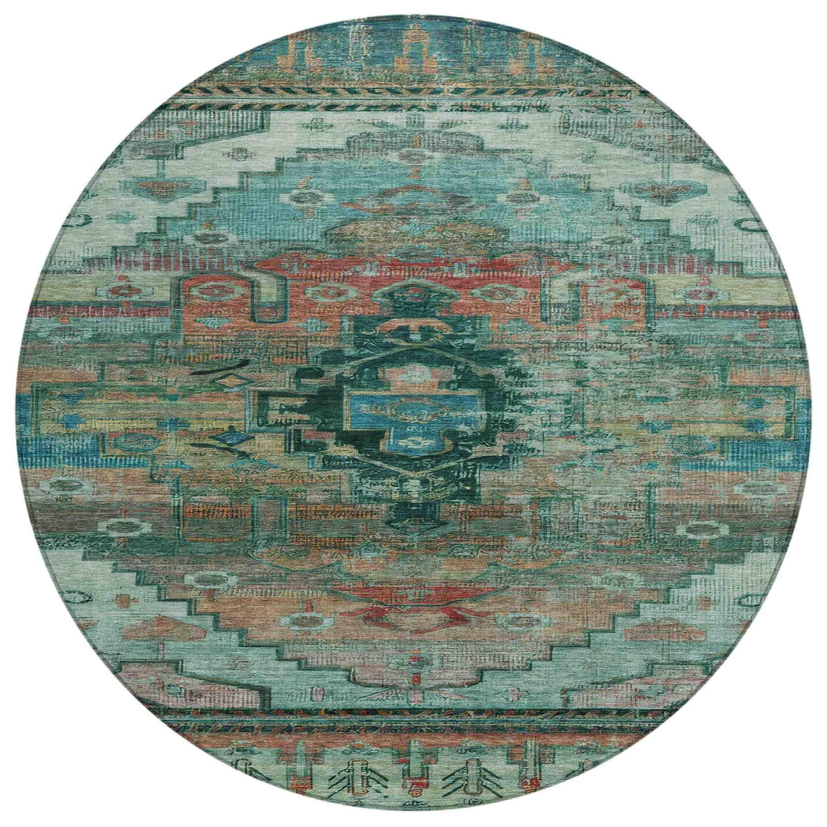 Addison Rugs Maeain Teal Washable Indoor-Outdoor Rug