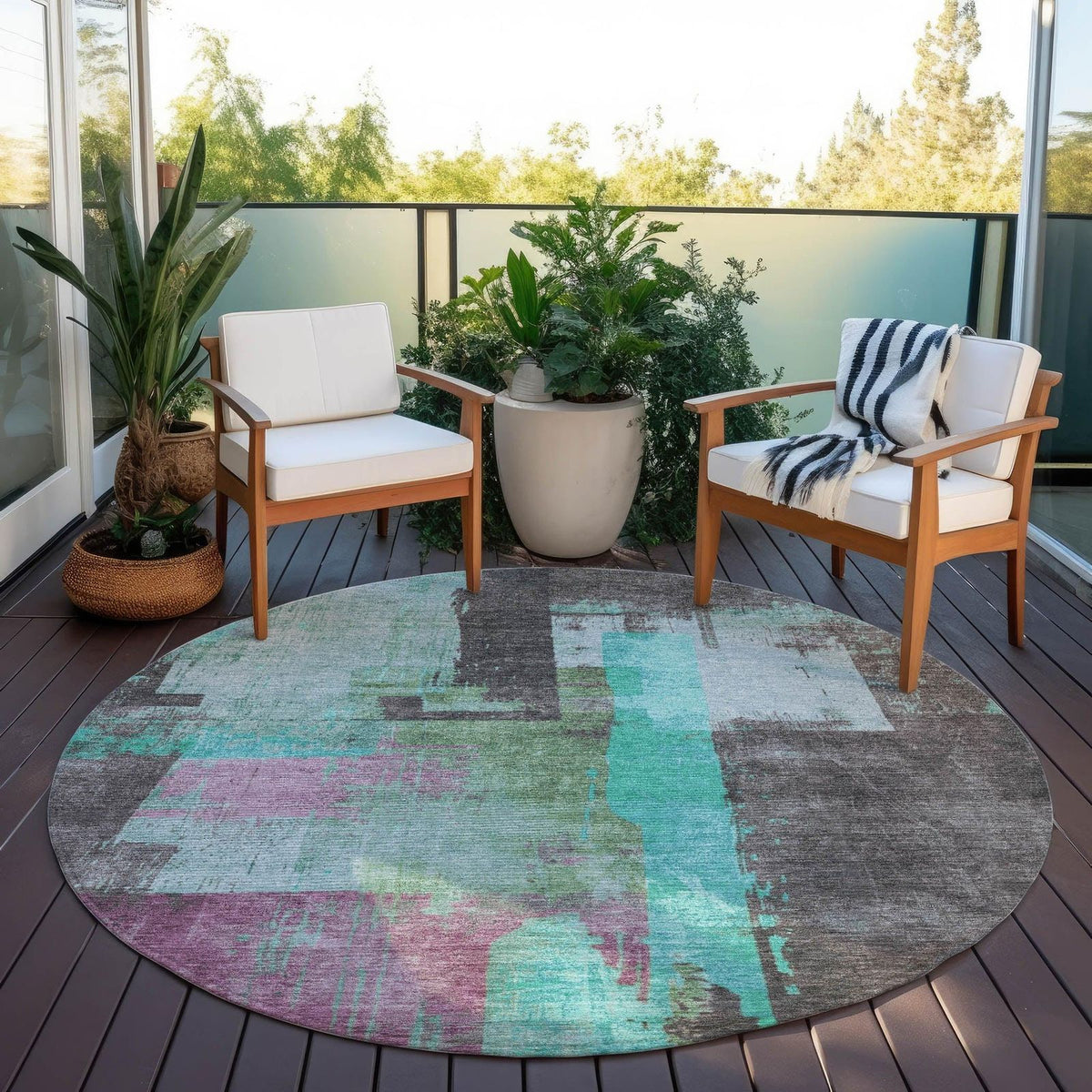 Addison Rugs Maearis Teal Washable Indoor-Outdoor Rug