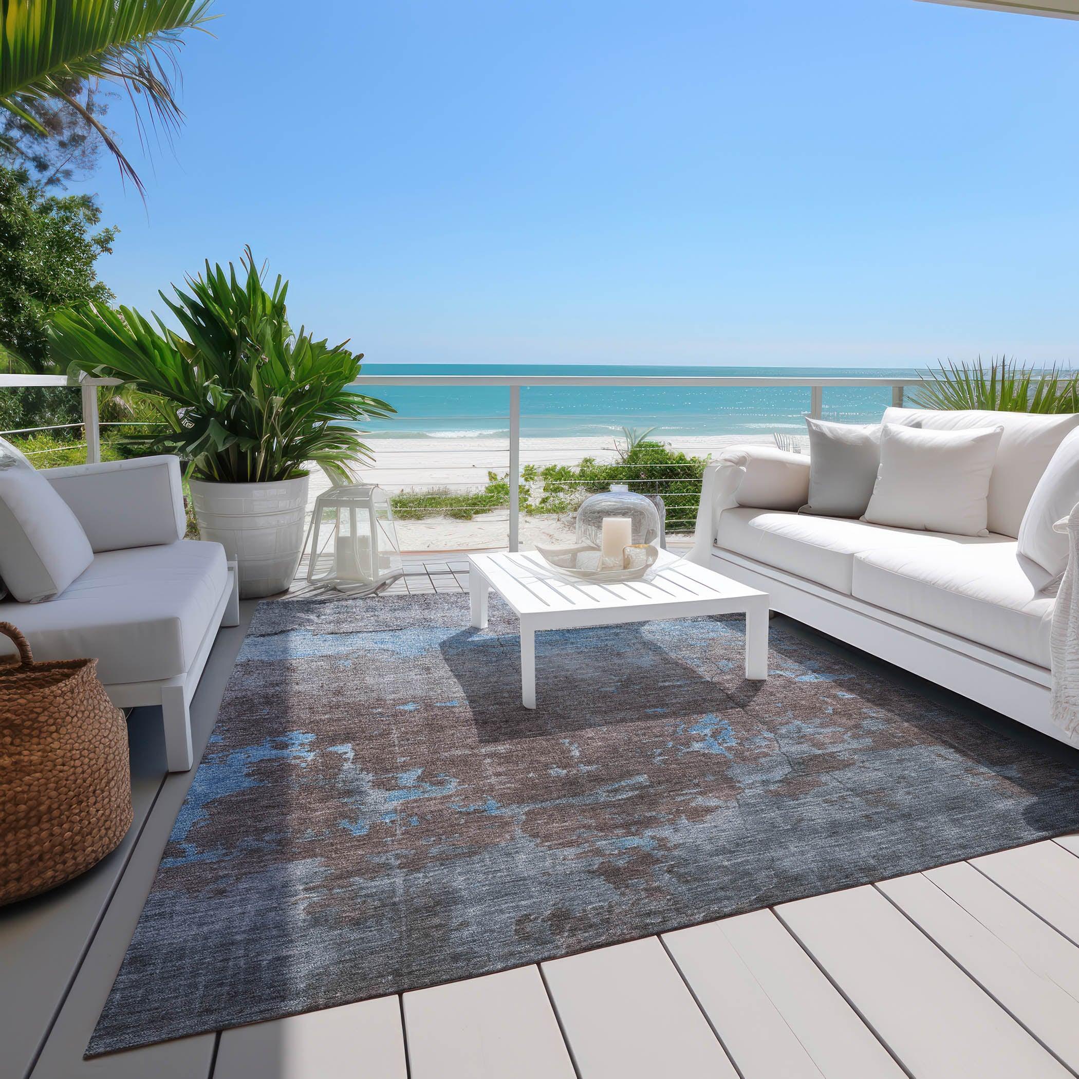 Addison Rugs Maeel Blue Washable Indoor-Outdoor Rug