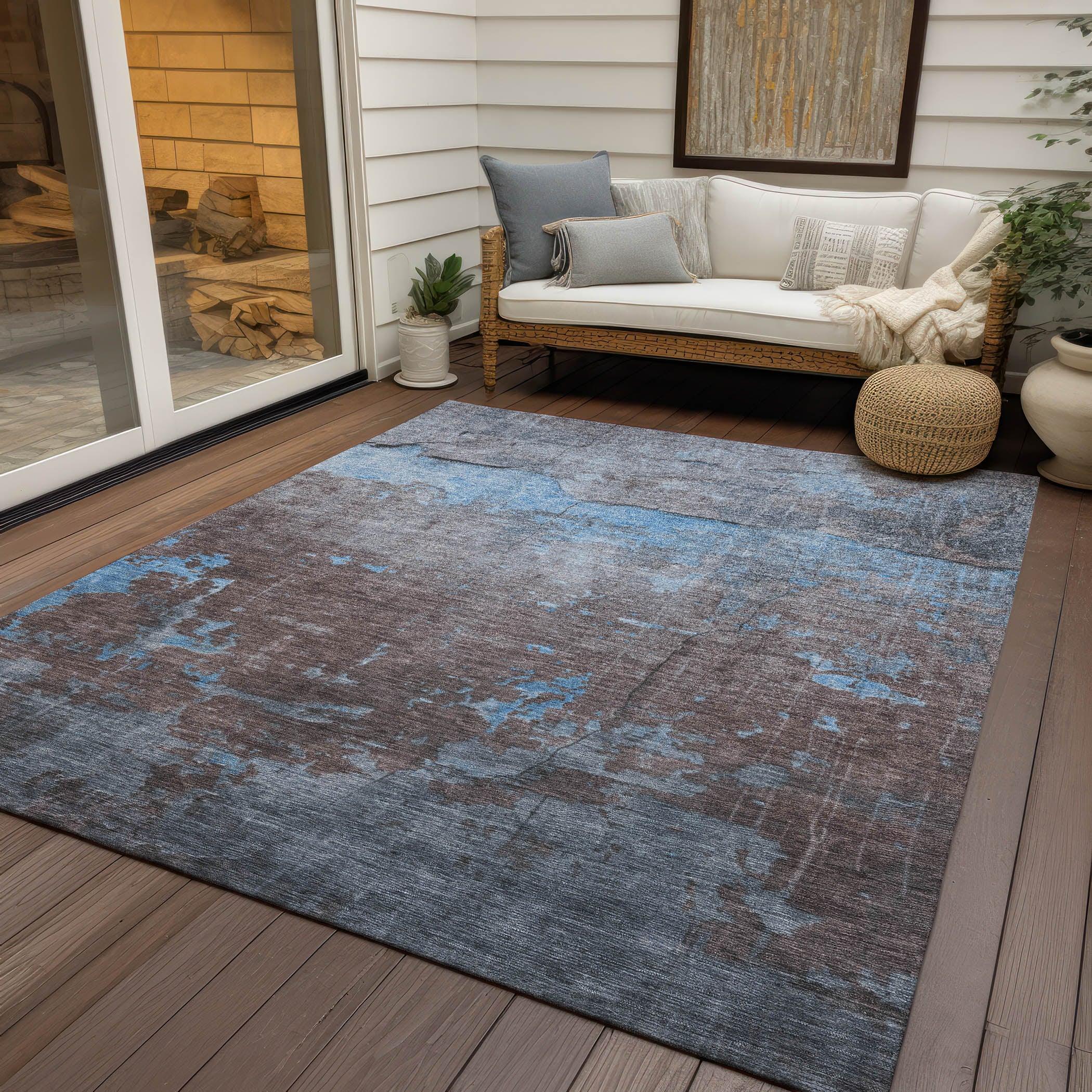 Addison Rugs Maeel Blue Washable Indoor-Outdoor Rug