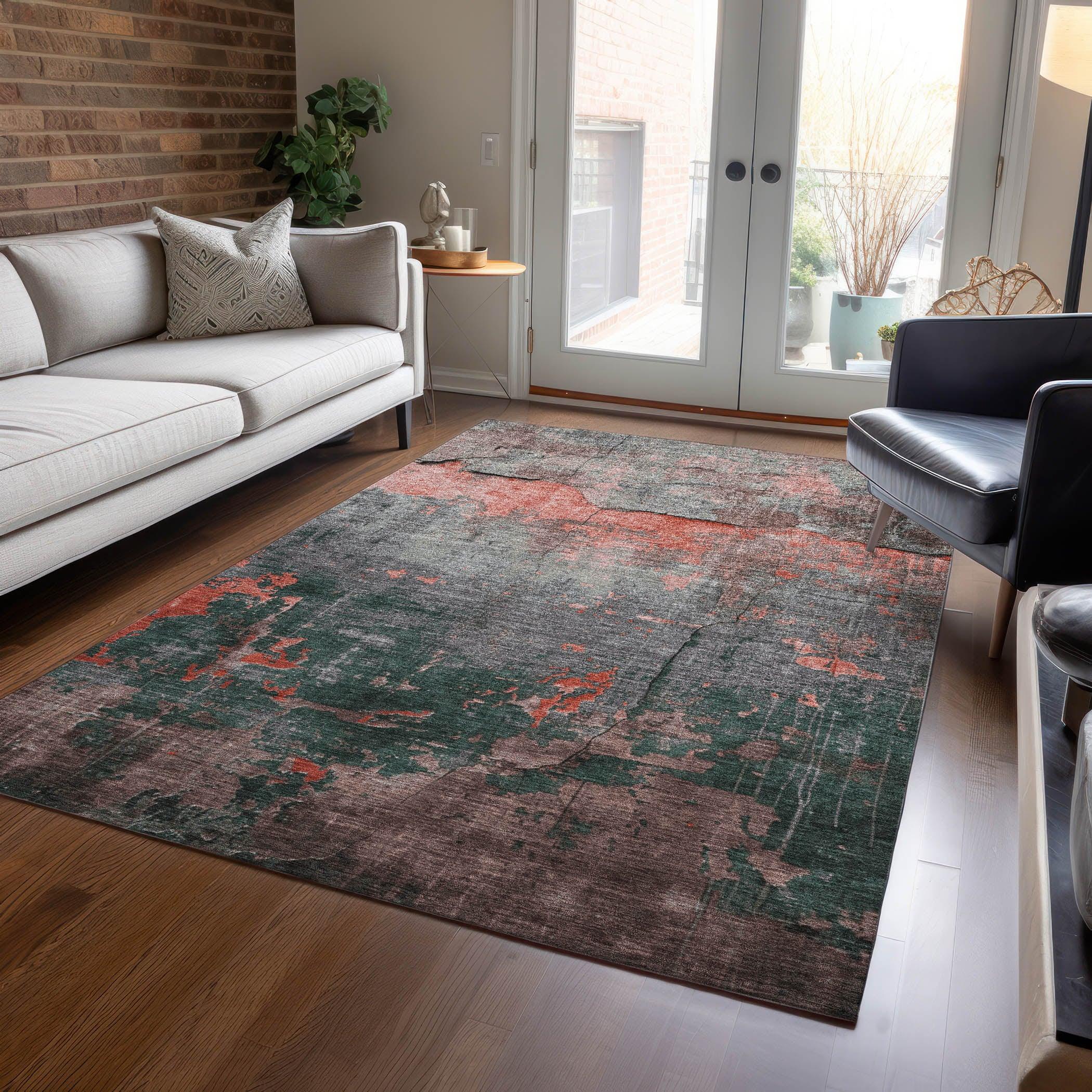 Addison Rugs Maeel Orange Washable Indoor-Outdoor Rug