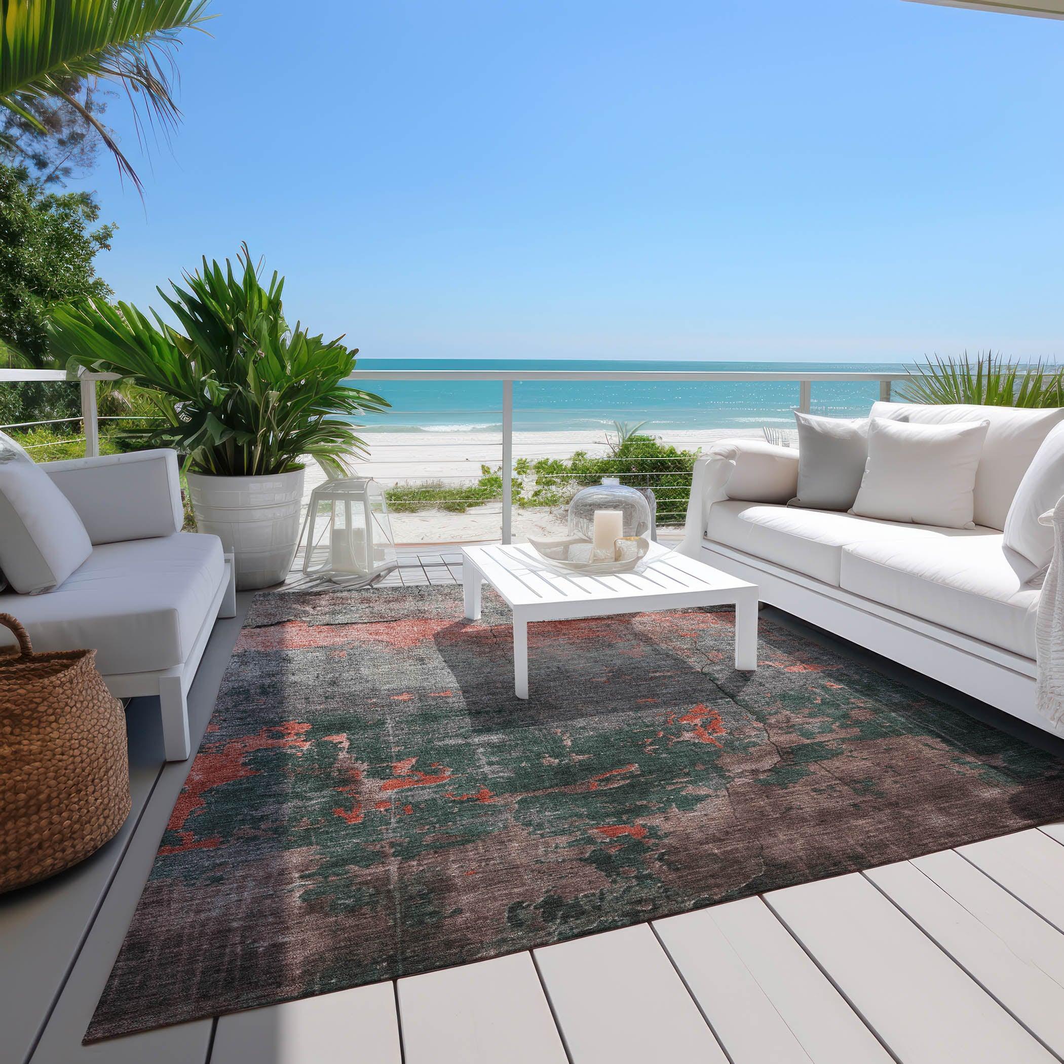 Addison Rugs Maeel Orange Washable Indoor-Outdoor Rug