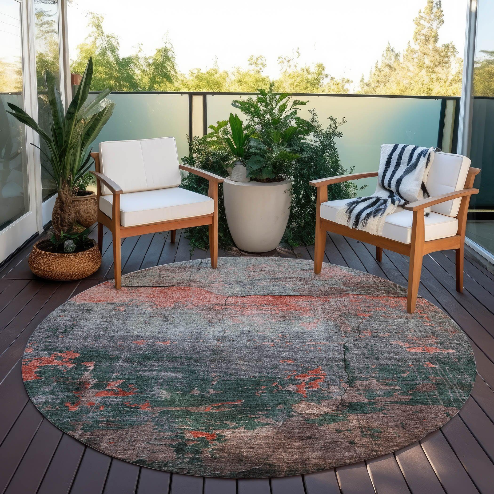 Addison Rugs Maeel Orange Washable Indoor-Outdoor Rug