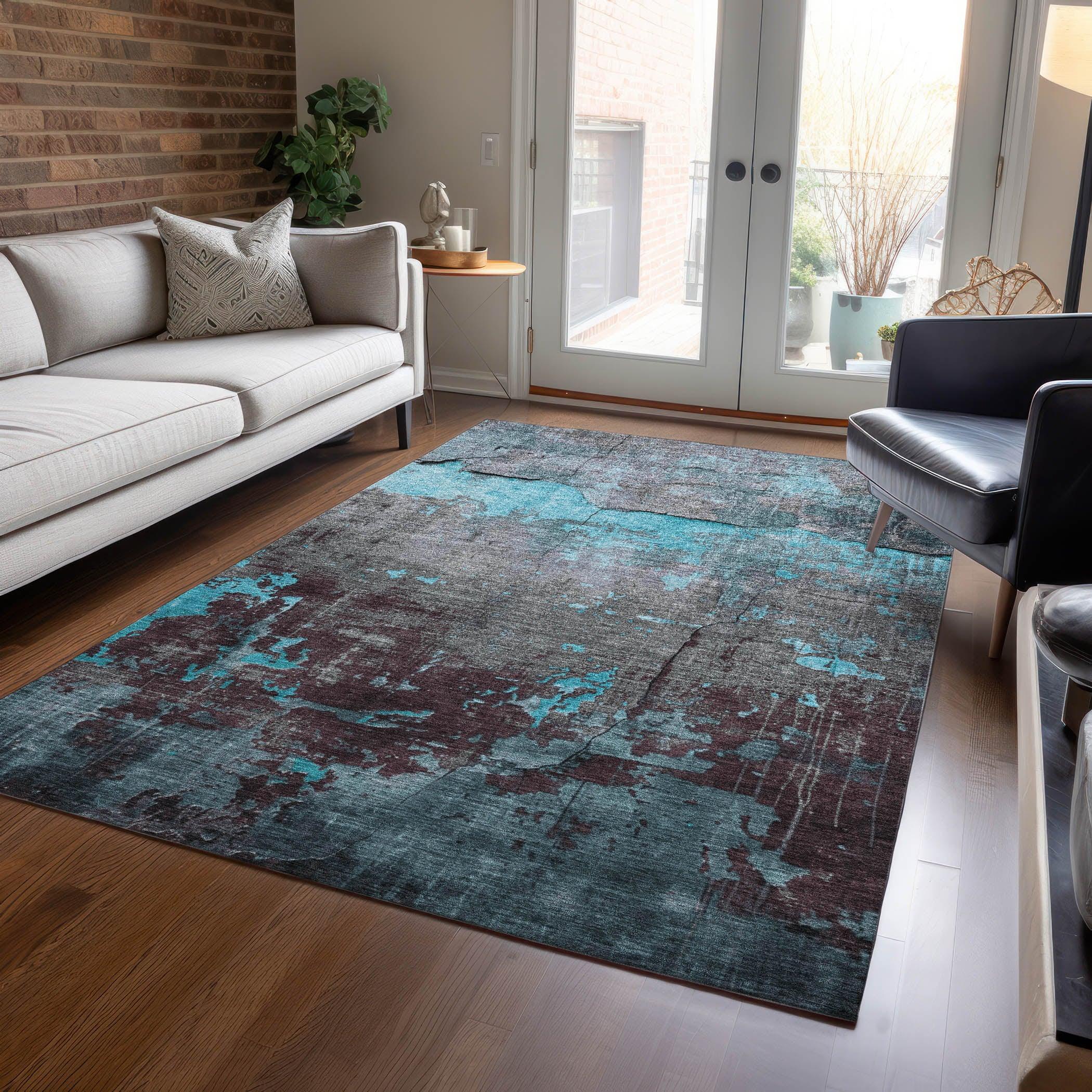 Addison Rugs Maeel Teal Washable Indoor-Outdoor Rug