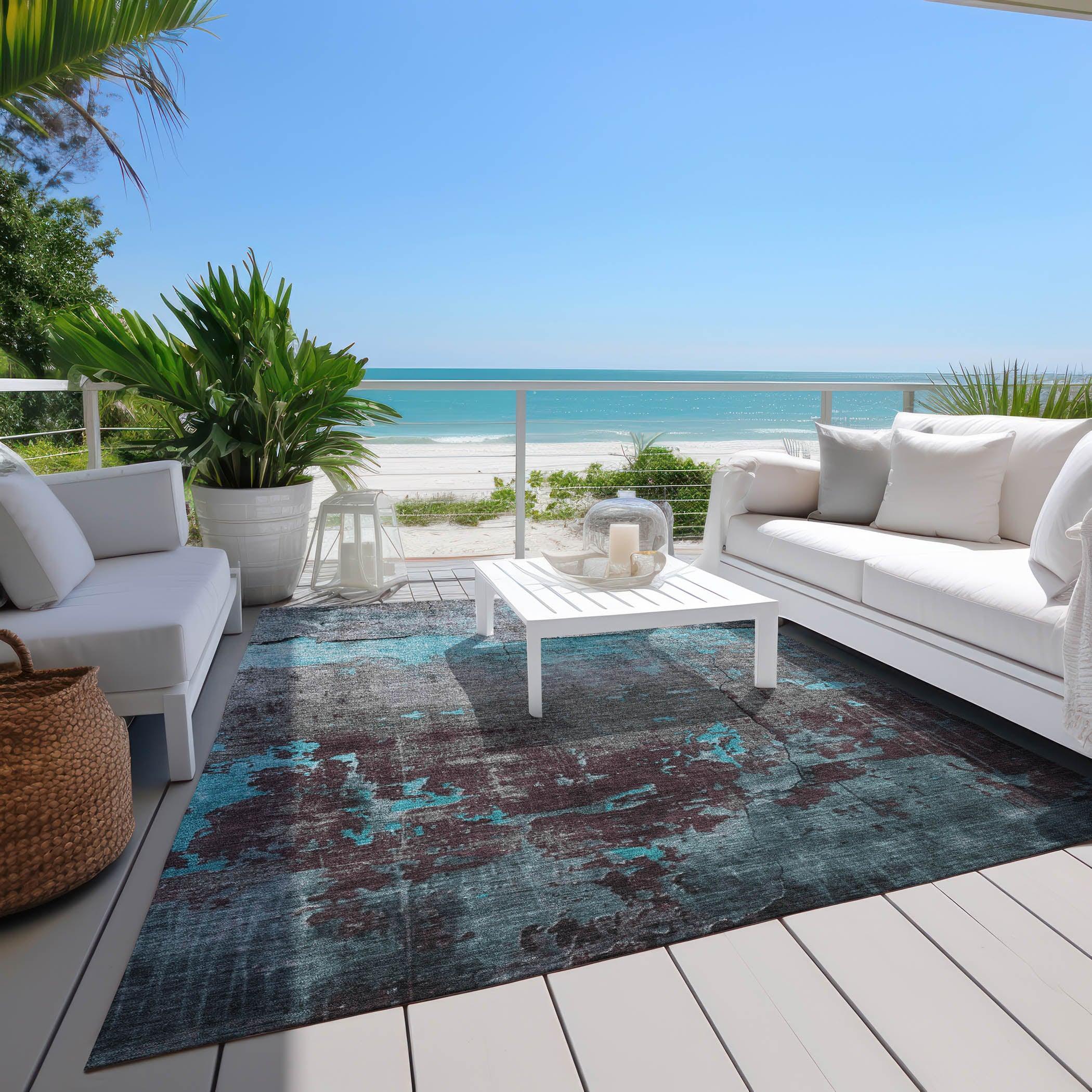 Addison Rugs Maeel Teal Washable Indoor-Outdoor Rug