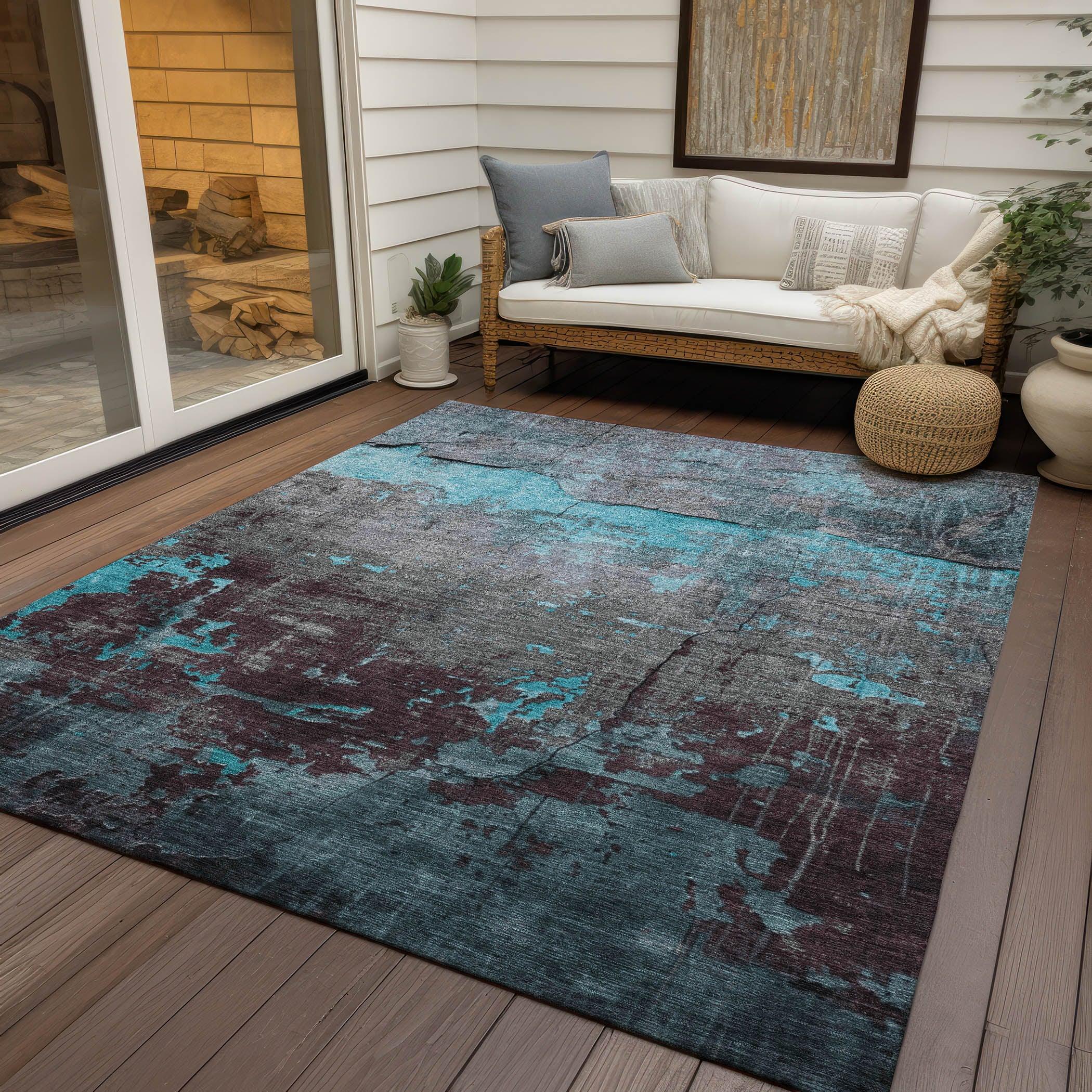 Addison Rugs Maeel Teal Washable Indoor-Outdoor Rug