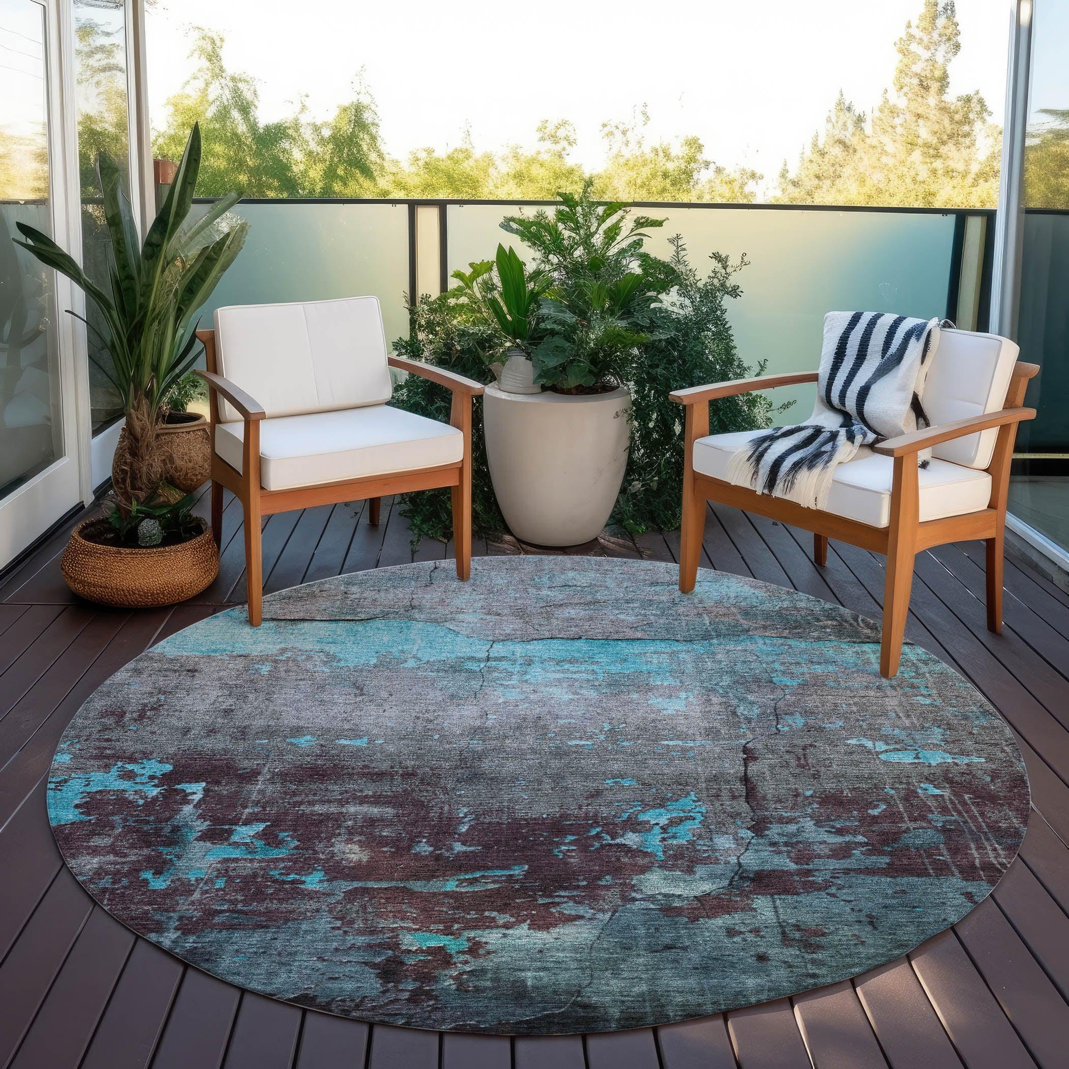 Addison Rugs Maeel Teal Washable Indoor-Outdoor Rug