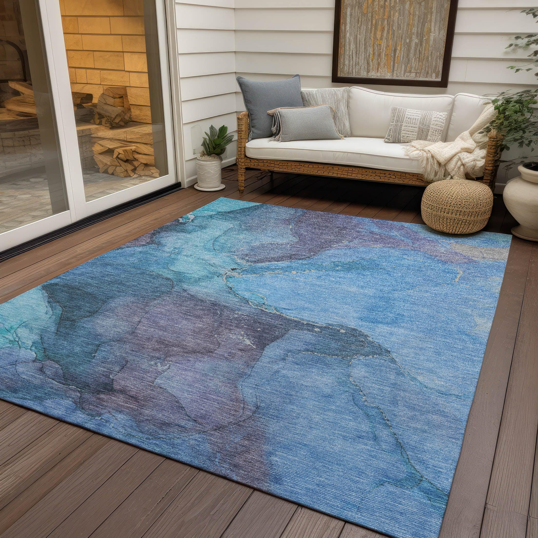 Addison Rugs Maeira Blue Washable Indoor-Outdoor Rug