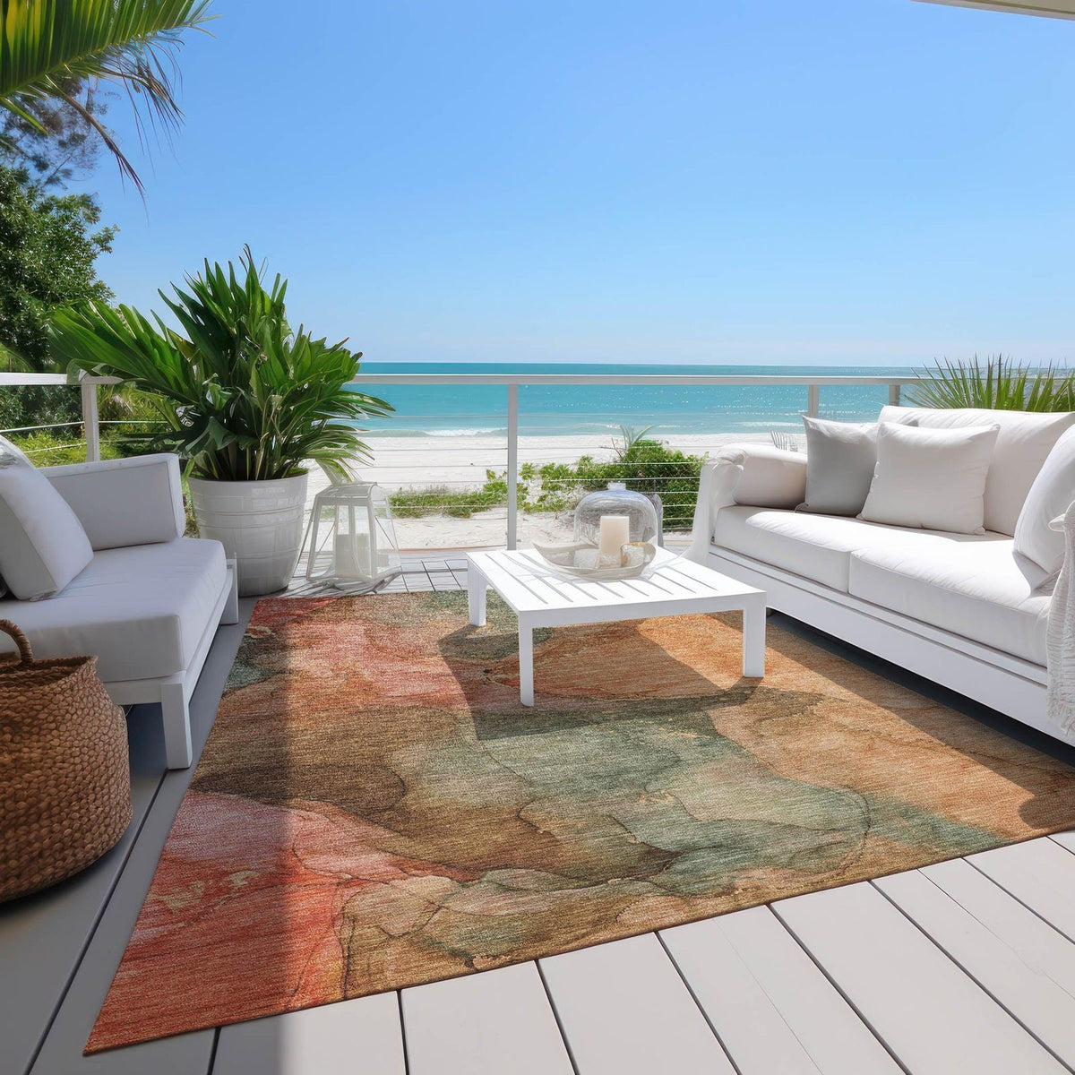Addison Rugs Maeira Orange Washable Indoor-Outdoor Rug