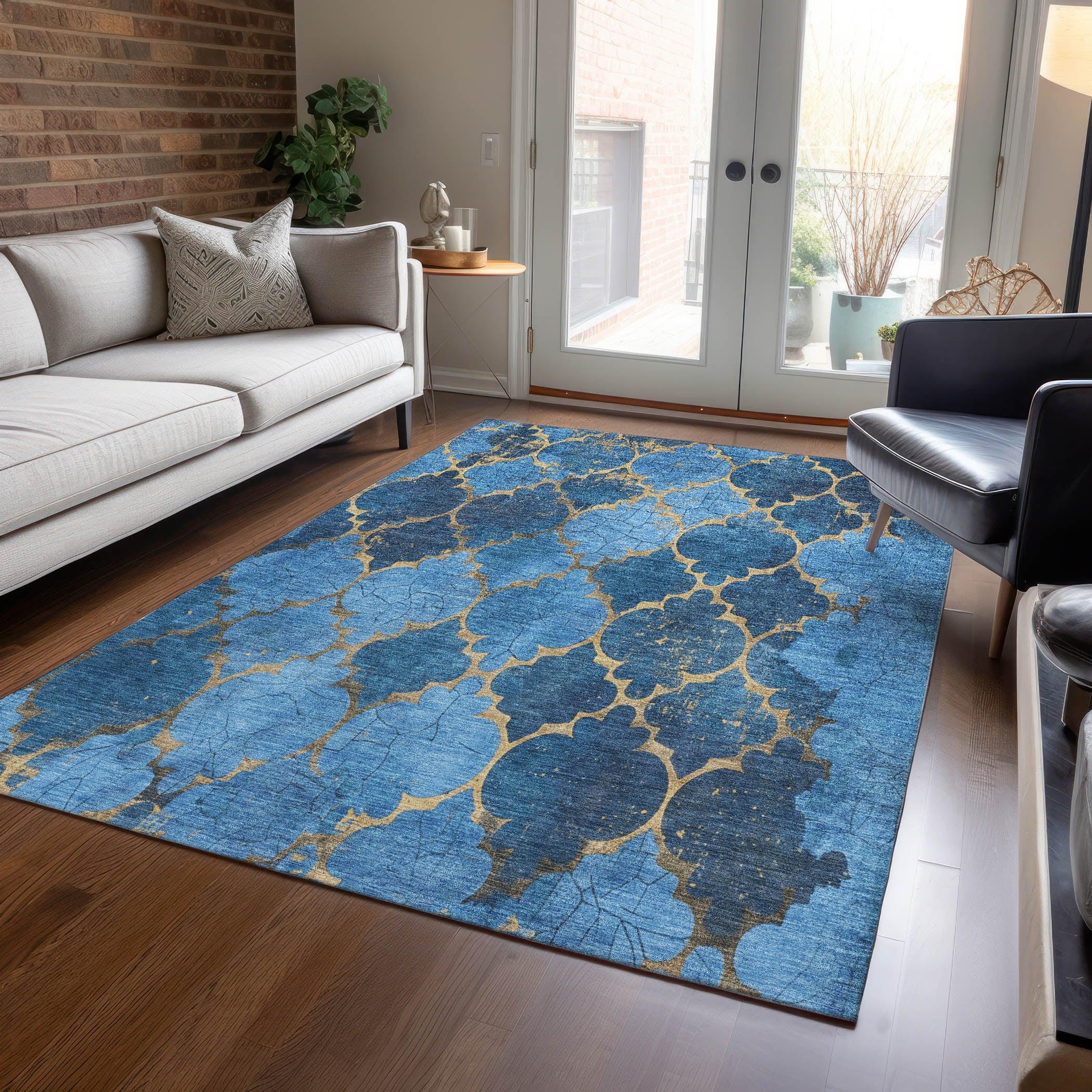 Addison Rugs Maeoril Blue Washable Indoor-Outdoor Rug