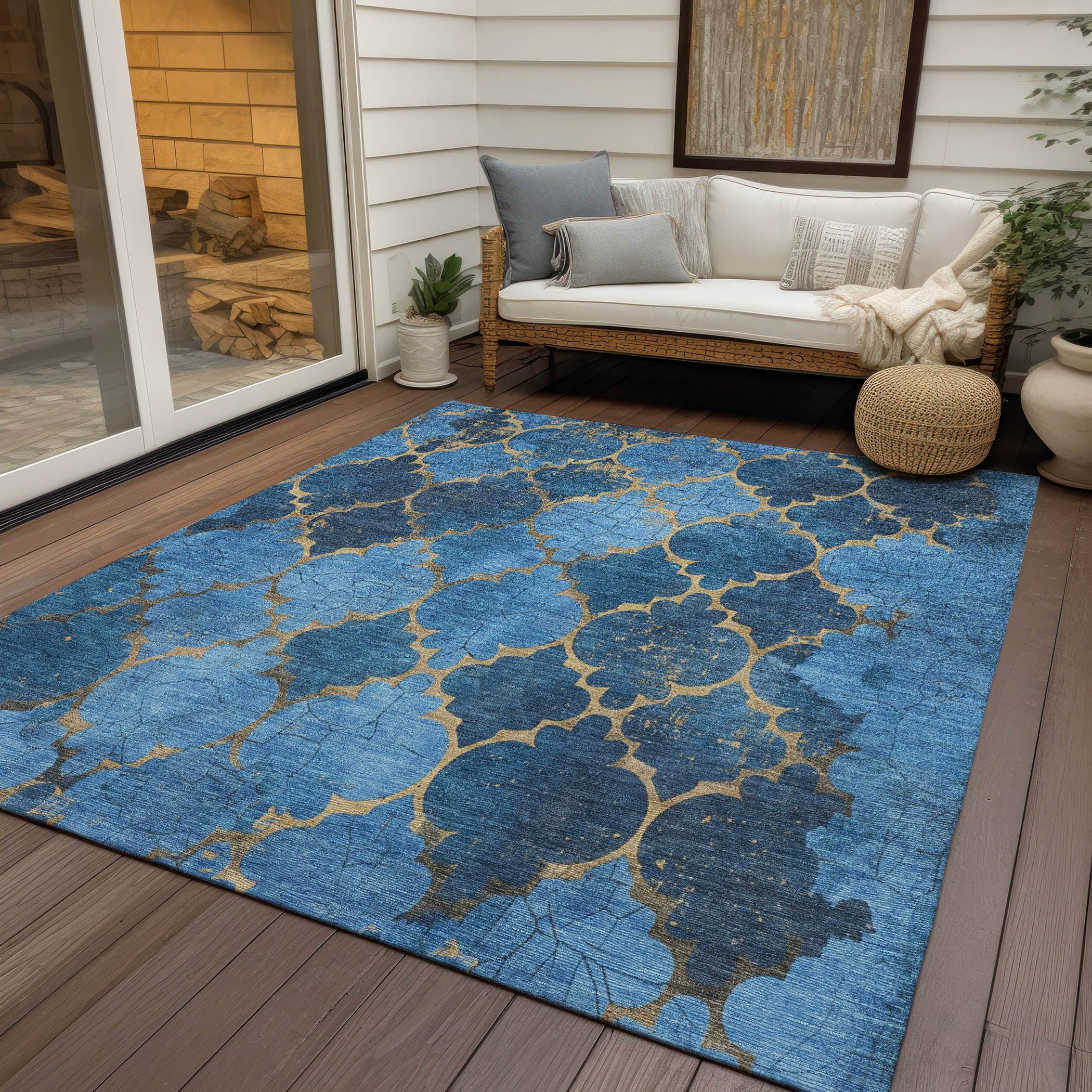 Addison Rugs Maeoril Blue Washable Indoor-Outdoor Rug