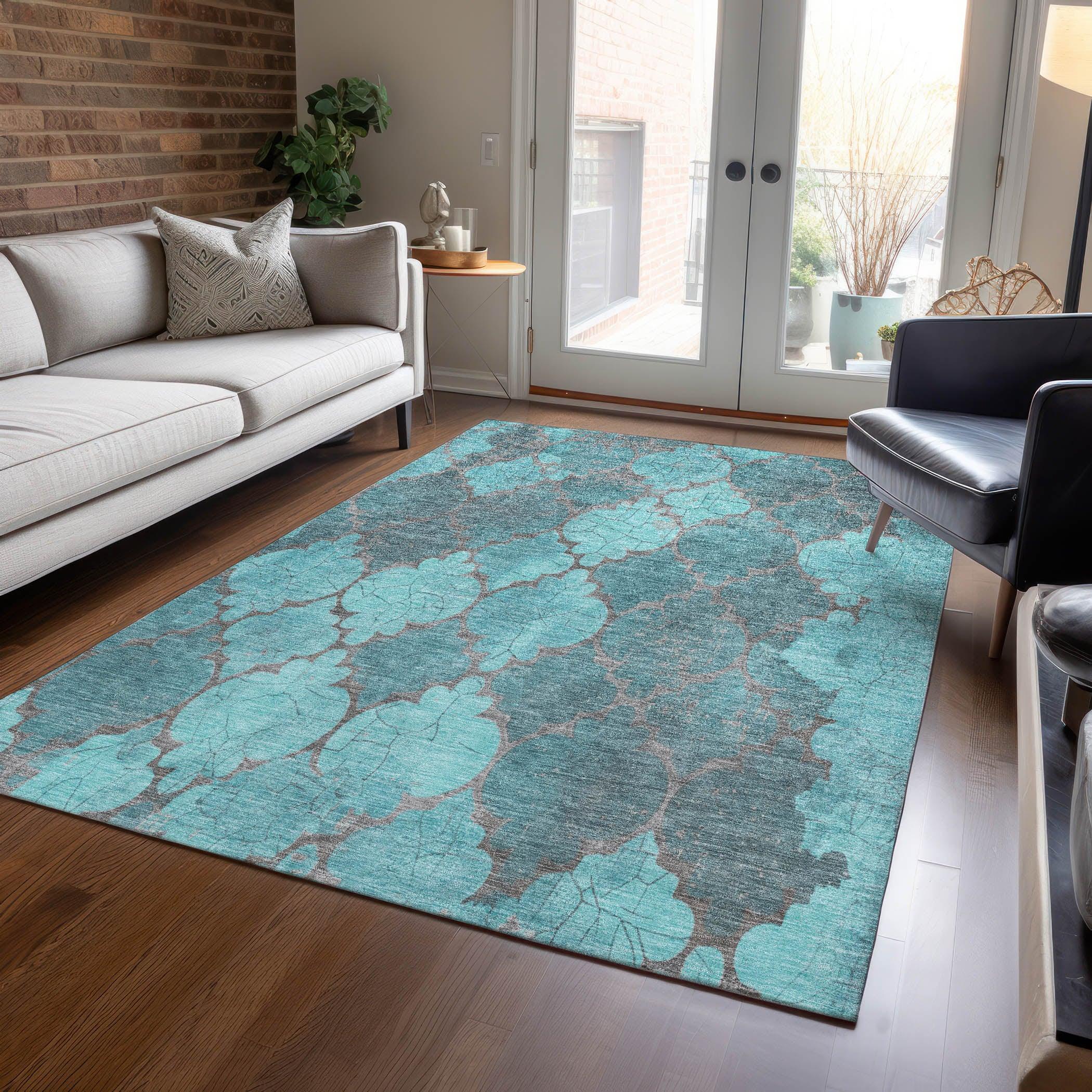Addison Rugs Maeoril Teal Washable Indoor-Outdoor Rug