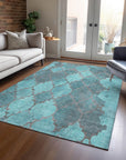 Addison Rugs Maeoril Teal Washable Indoor-Outdoor Rug