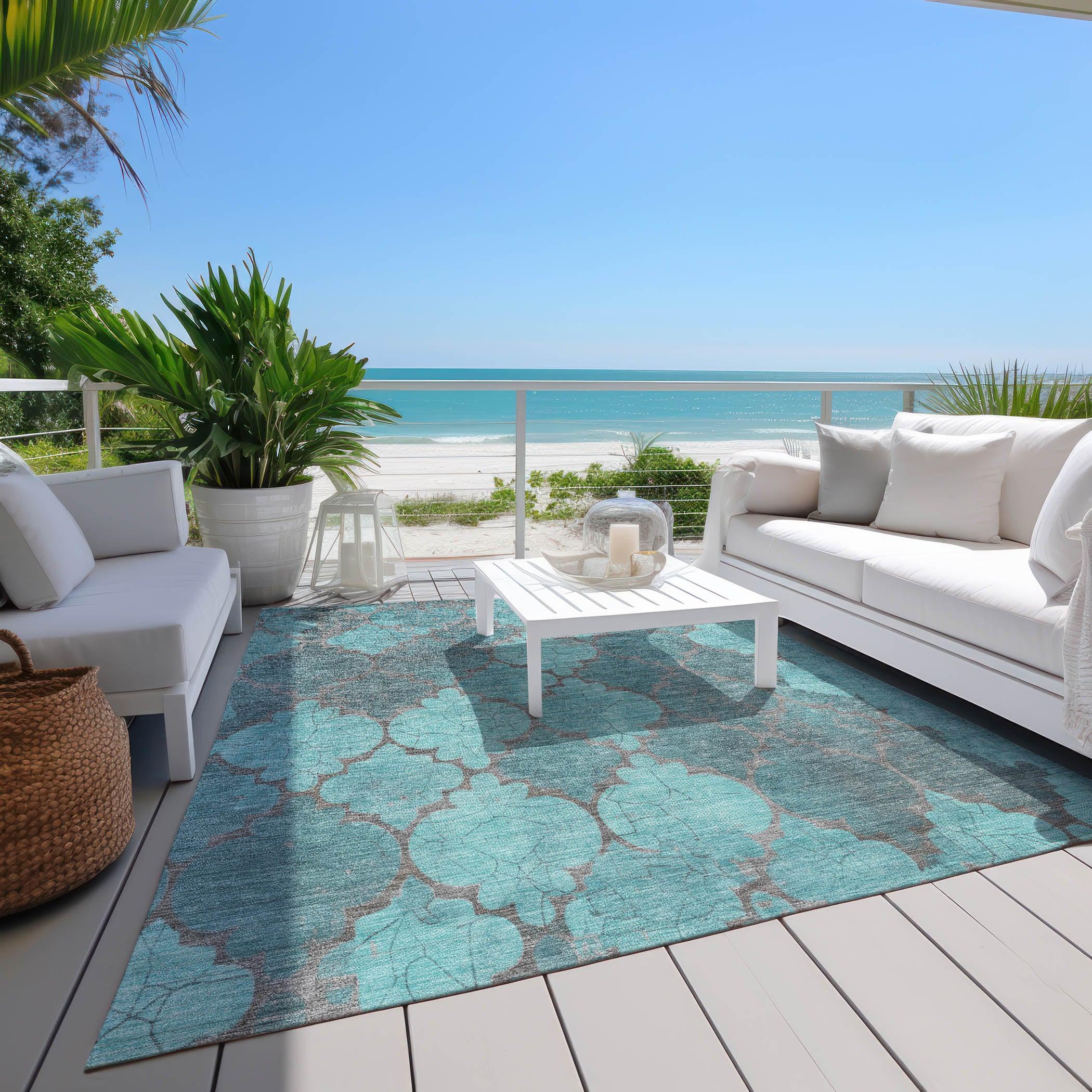 Addison Rugs Maeoril Teal Washable Indoor-Outdoor Rug