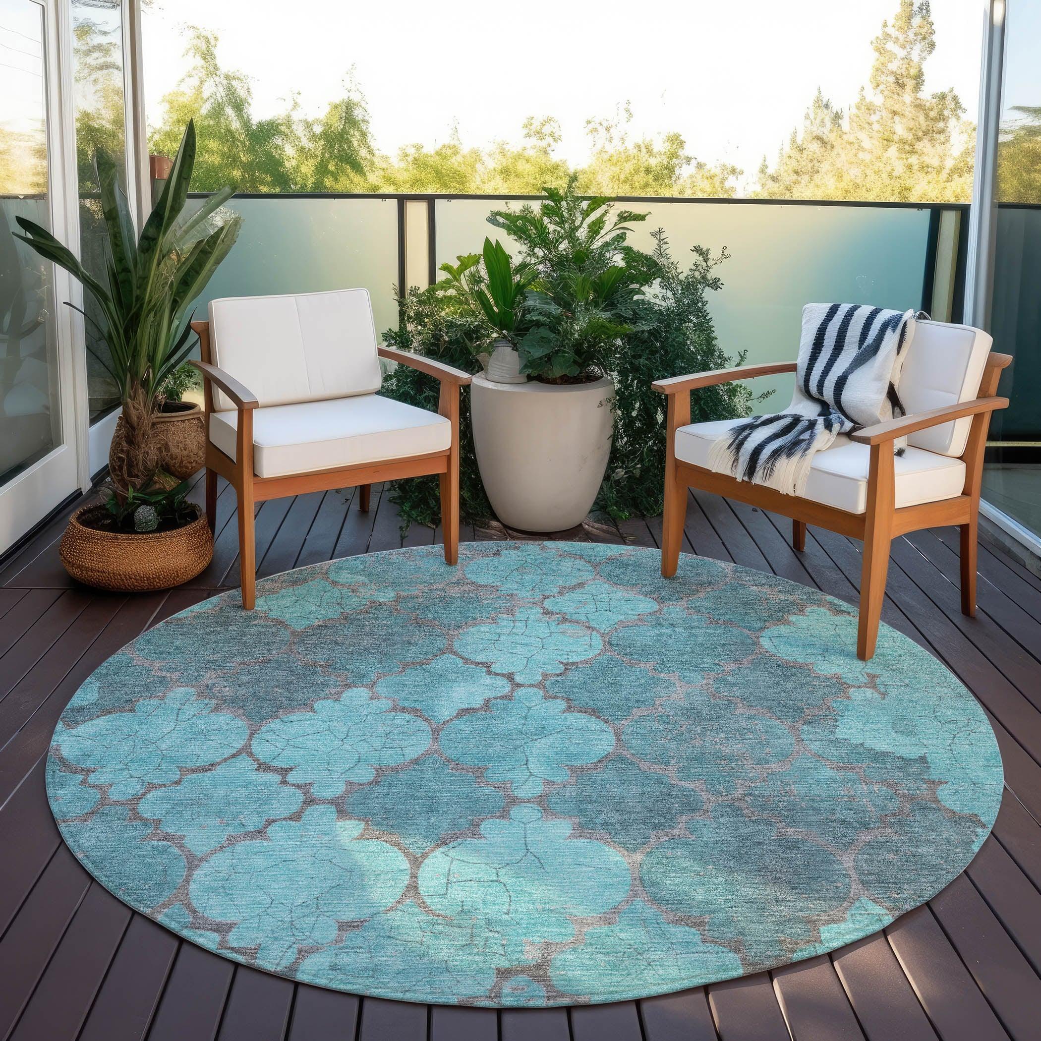 Addison Rugs Maeoril Teal Washable Indoor-Outdoor Rug