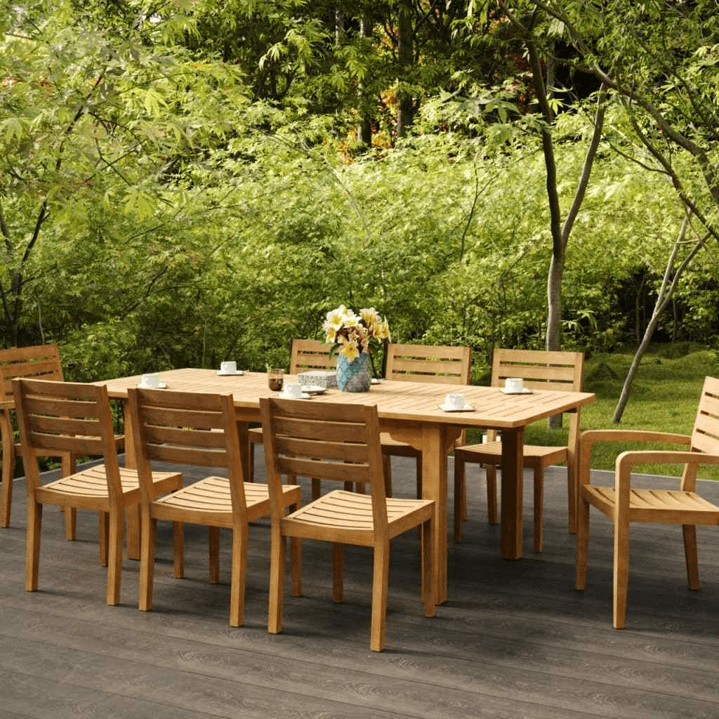 HiTeak Manorhouse Teak Patio Family Dining Set 9PC