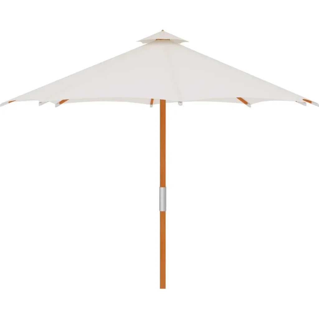 HiTeak Market 118-inch Diameter Teak Outdoor Umbrella White