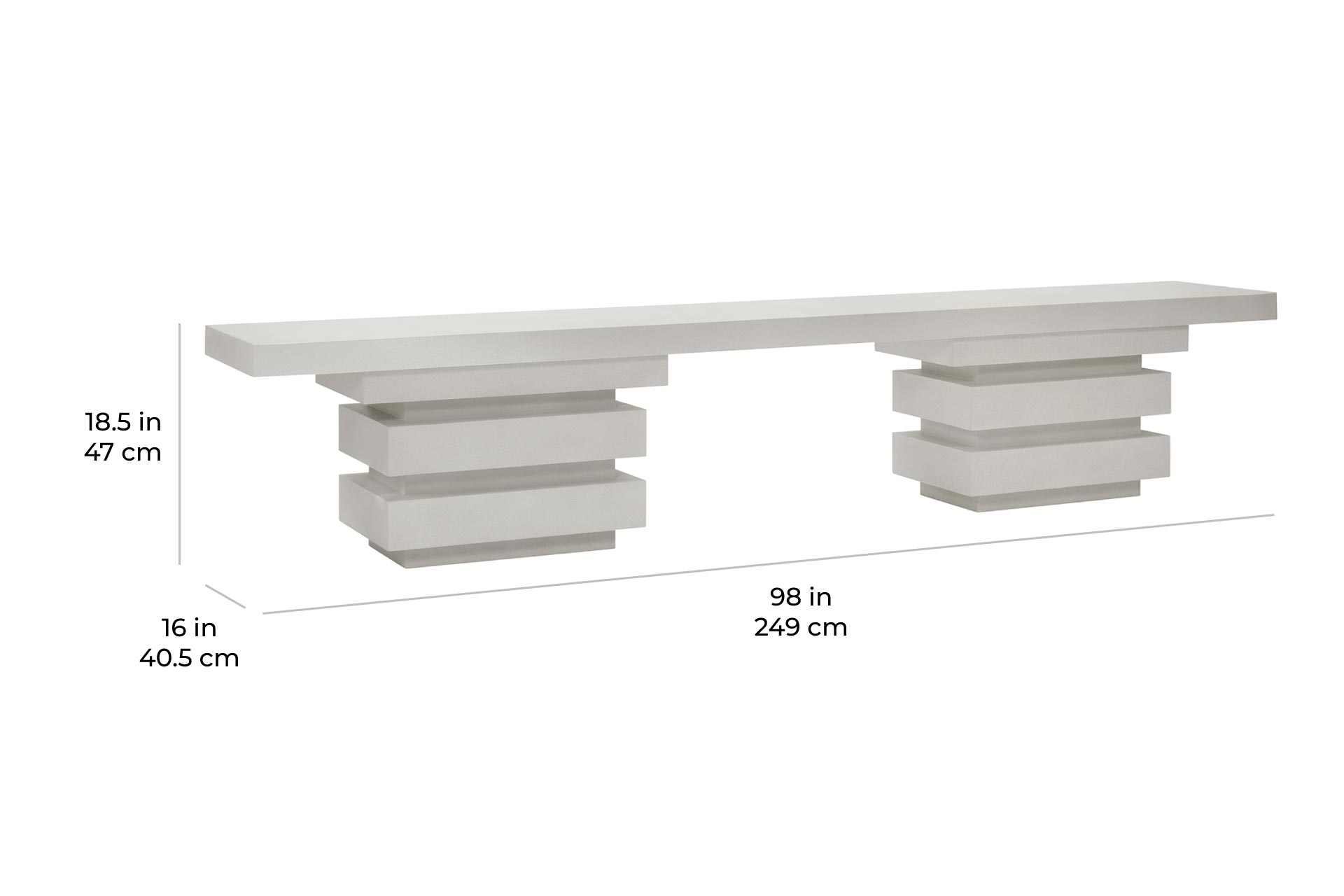 Meditation Rectangle Bench - White Outdoor Bench