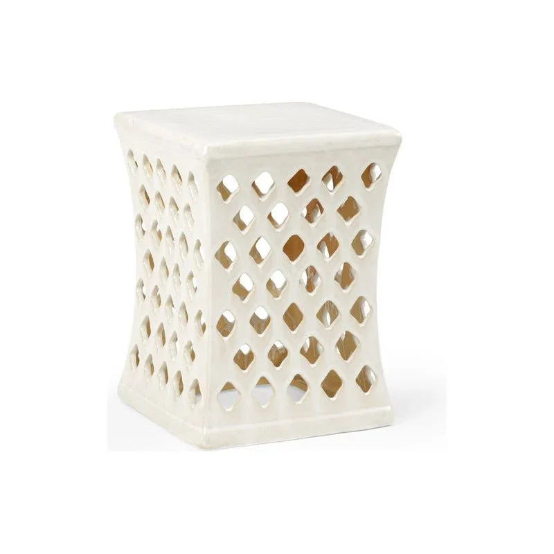 Chelsea House Merideth White Glaze Ceramic Outdoor Garden Stool