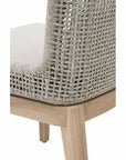 Mesh Outdoor Dining Chair 2PC Taupe & White Rope & Teak-Outdoor Dining Chairs-Essentials For Living-LOOMLAN