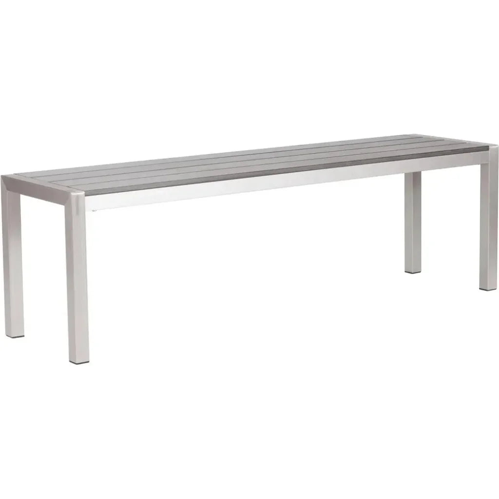 Metropolitan Double Bench Brushed Aluminum-Outdoor Benches-Zuo Modern-LOOMLAN
