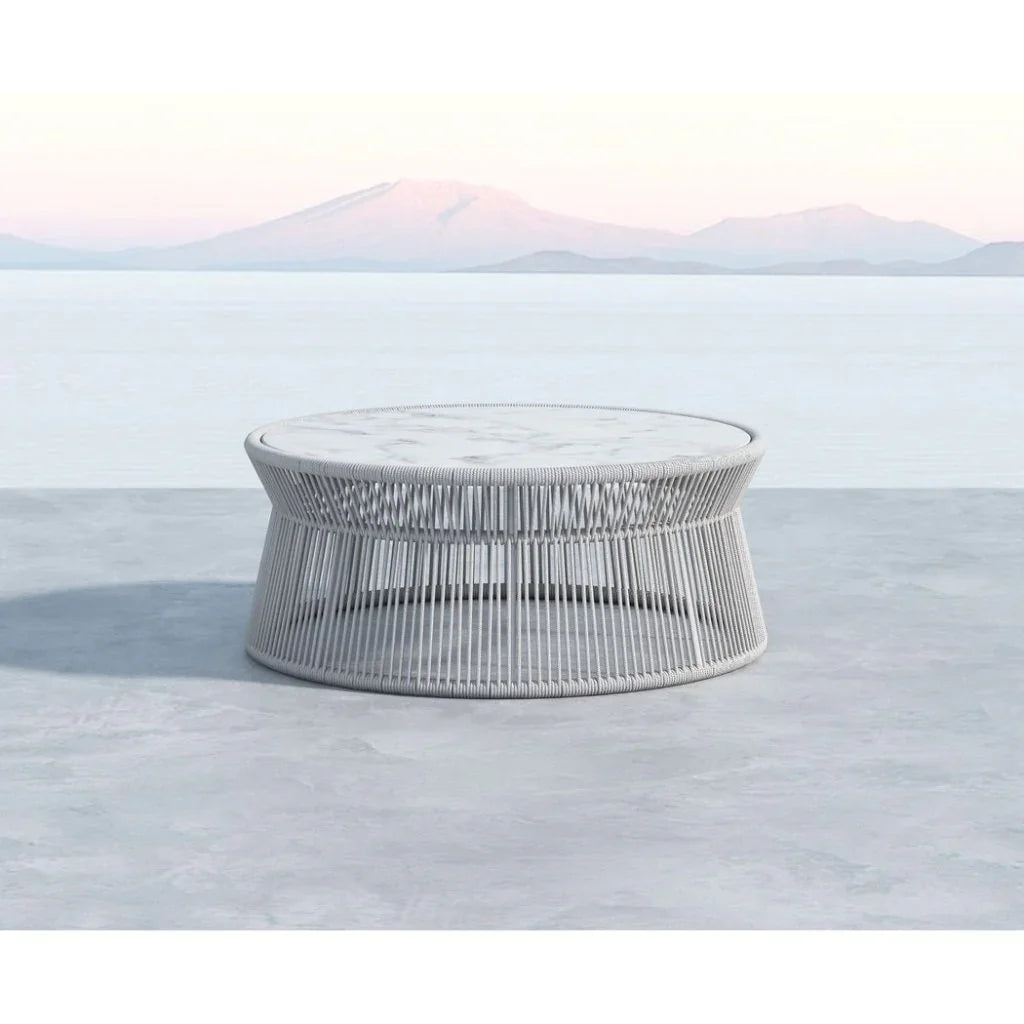 Sunset West Miami Marble And Rope Outdoor Coffee Table