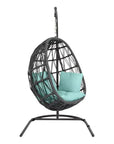 Milano Sunbrella Cozy Outdoor Hanging Chair-Outdoor Hanging Chairs-Sunset West-Dupione Celeste-LOOMLAN