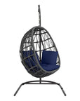 Milano Sunbrella Cozy Outdoor Hanging Chair-Outdoor Hanging Chairs-Sunset West-Echo Midnight-LOOMLAN