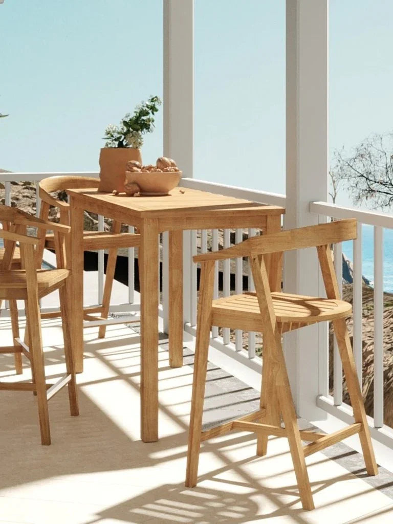 HiTeak Mirador Teak Patio Rectangular Counter Height Table