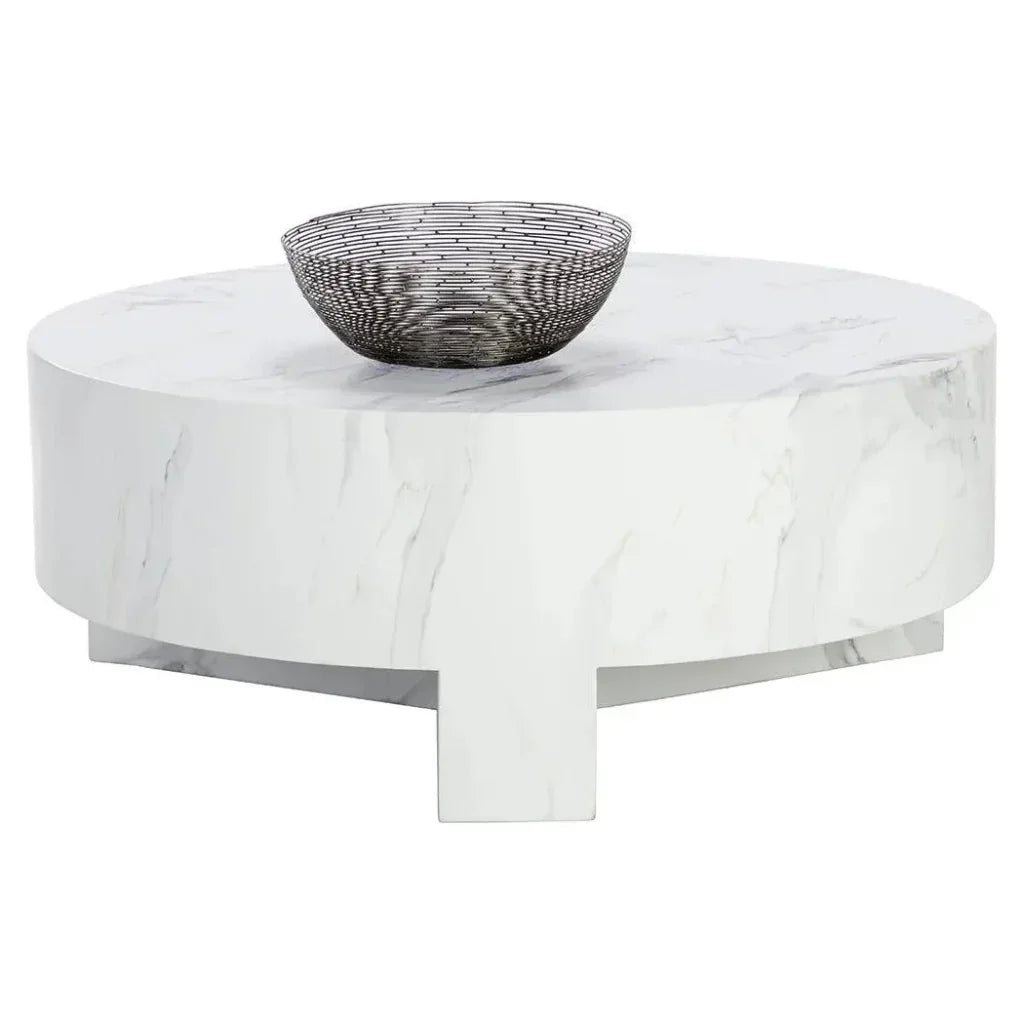 Mirella Coffee Table With White Marble-Outdoor Coffee Tables-SUNPAN-LOOMLAN