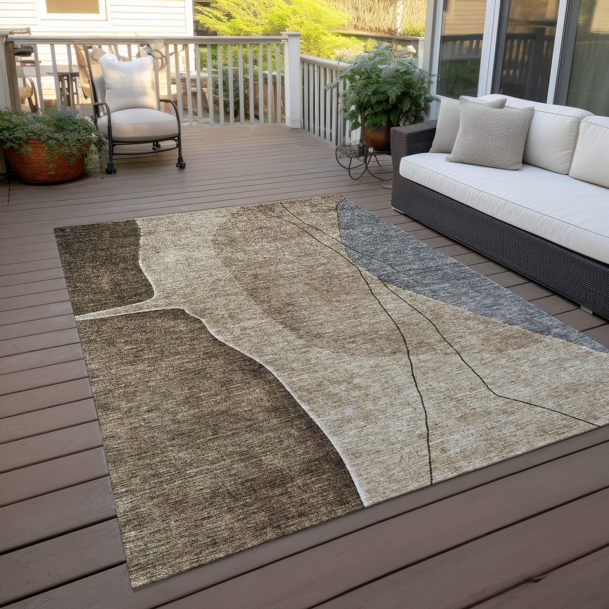 Addison Rugs Modern Brown Washable Indoor-Outdoor Rug
