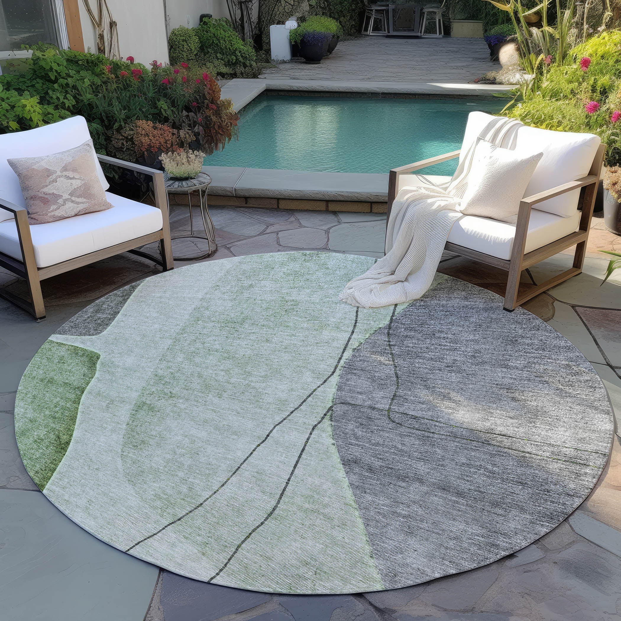 Addison Rugs Modern Green Washable Indoor-Outdoor Rug