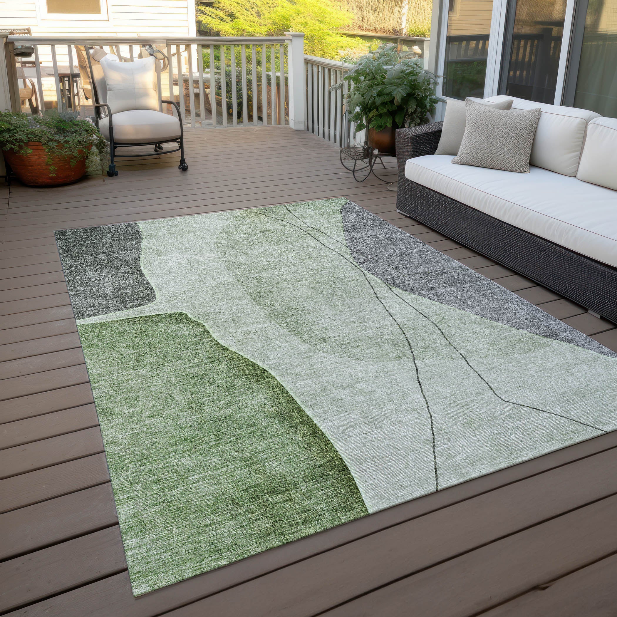 Addison Rugs Modern Green Washable Indoor-Outdoor Rug