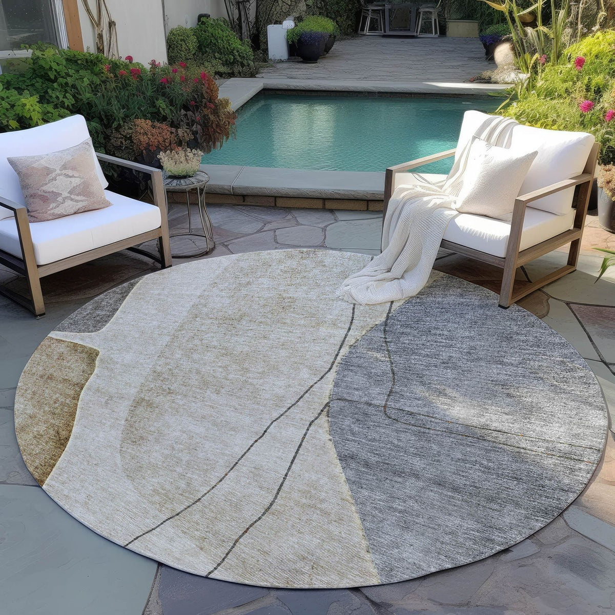 Addison Rugs Modern Taupe Washable Indoor-Outdoor Rug