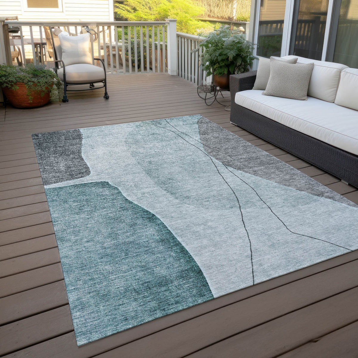 Addison Rugs Modern Teal Washable Indoor-Outdoor Rug
