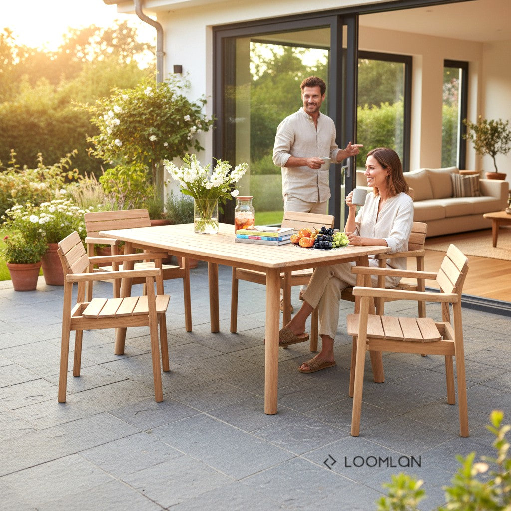 HiTeak Modurn Teak Outdoor Dining Stacking Armchair 4PC