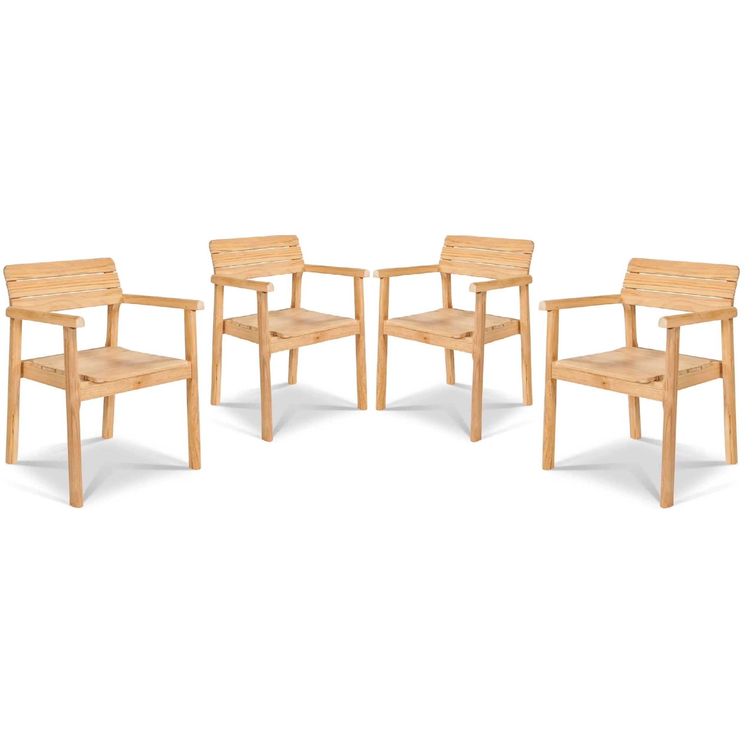 HiTeak Modurn Teak Outdoor Dining Stacking Armchair 4PC