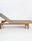 HiTeak Montauk Teak Outdoor Reclining Sunlounger Wheels