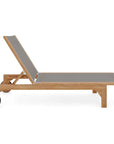 HiTeak Montauk Teak Outdoor Reclining Sunlounger Wheels