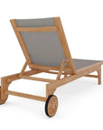 HiTeak Montauk Teak Outdoor Reclining Sunlounger Wheels