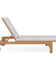 HiTeak Montauk Teak Outdoor Reclining Sunlounger Wheels