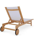 HiTeak Montauk Teak Outdoor Reclining Sunlounger Wheels