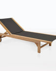 HiTeak Montauk Teak Outdoor Reclining Sunlounger Wheels