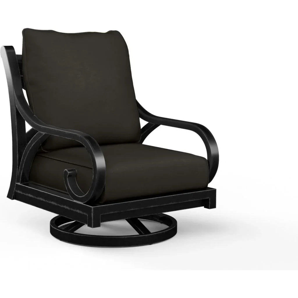 Monterey Sunbrella Swivel Outdoor Rocker-Outdoor Accent Chairs-Sunset West-Spectrum Carbon-LOOMLAN