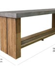 Mykonos Teak and Concrete Bar Table - Slate Grey Outdoor Bar Table