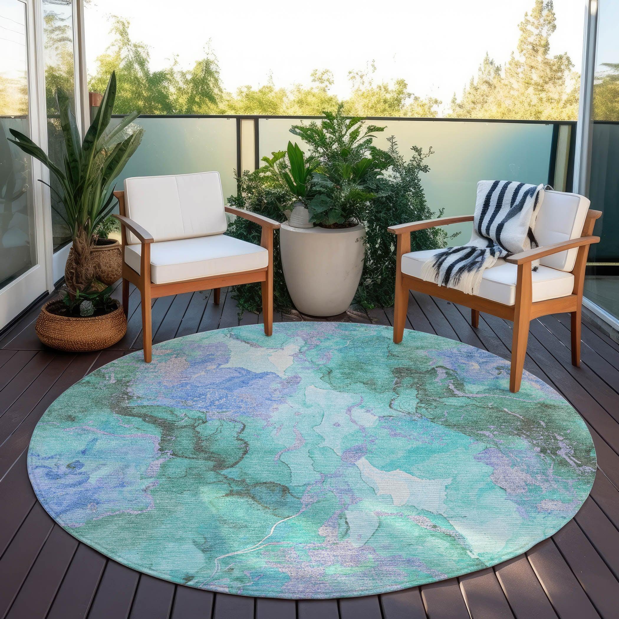 Addison Rugs Naelain Teal Washable Indoor-Outdoor Rug