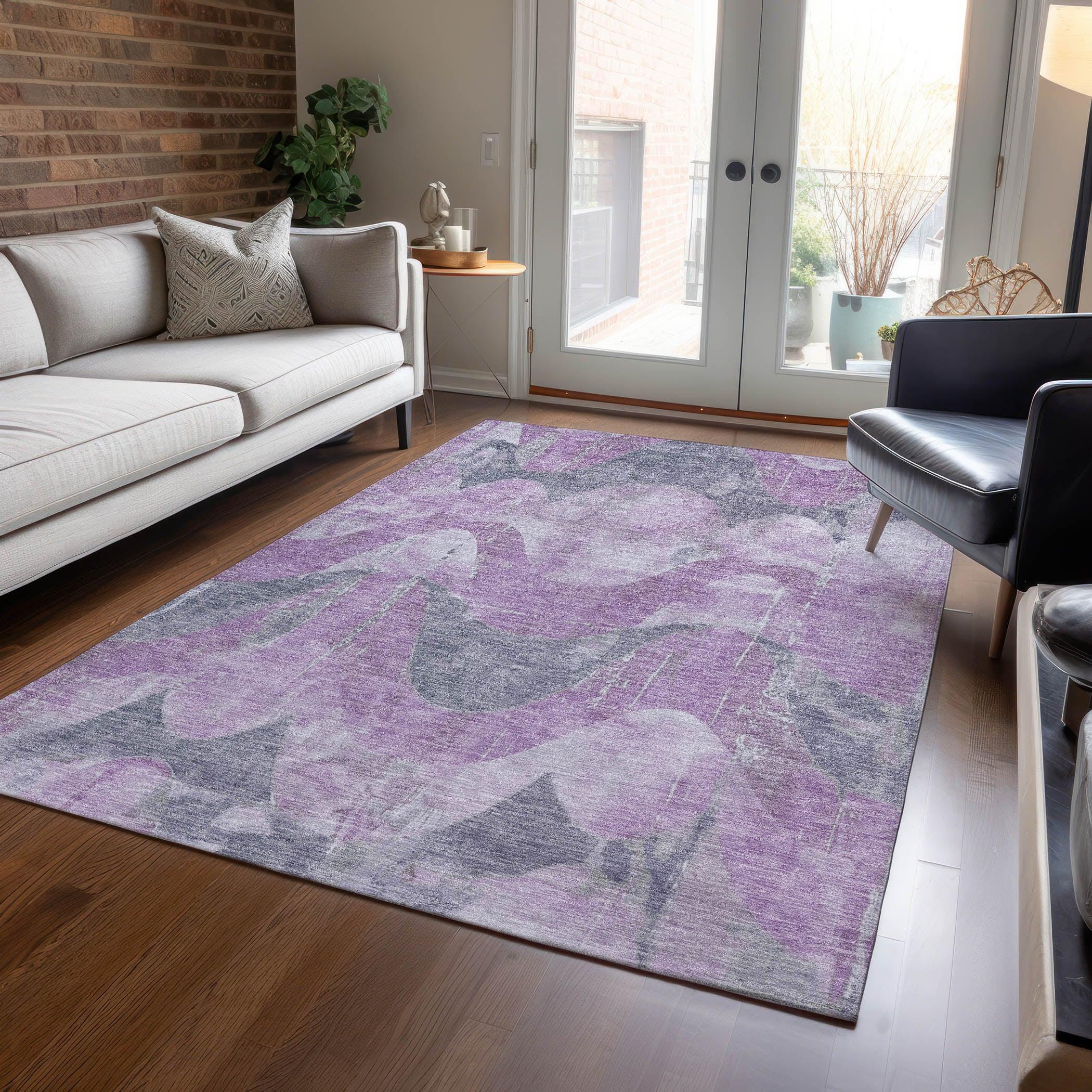 Addison Rugs Naelara Purple Washable Indoor-Outdoor Rug
